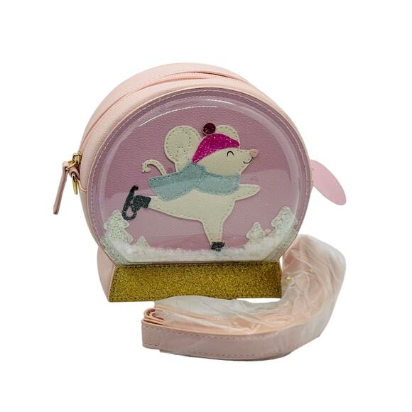 Bath & Body Works Ice‎ Skating Mouse Pink Crossbody Bag Purse Christmas  New - Picture 3 of 7
